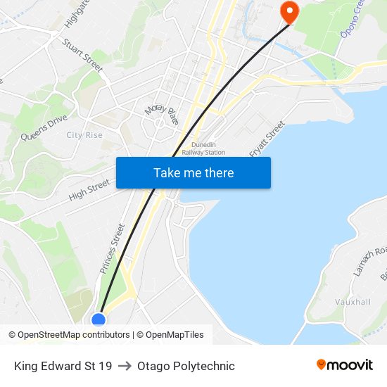 King Edward St 19 to Otago Polytechnic map