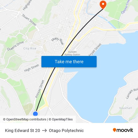 King Edward St 20 to Otago Polytechnic map