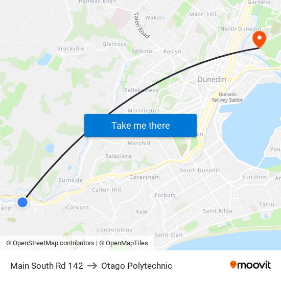 Main South Rd 142 to Otago Polytechnic map