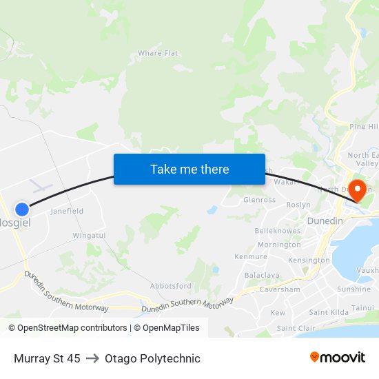 Murray St 45 to Otago Polytechnic map