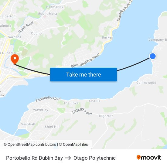 Portobello Rd Dublin Bay to Otago Polytechnic map