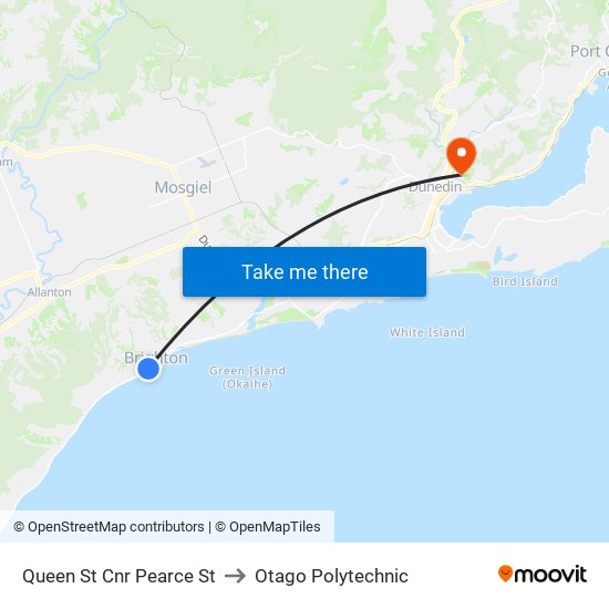 Queen St Cnr Pearce St to Otago Polytechnic map