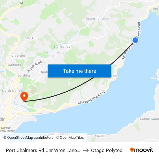 Port Chalmers Rd Cnr Wren Lane Path to Otago Polytechnic map