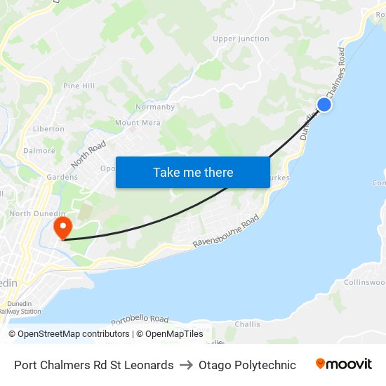 Port Chalmers Rd St Leonards to Otago Polytechnic map
