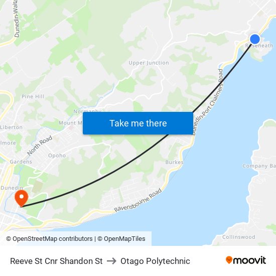 Reeve St Cnr Shandon St to Otago Polytechnic map