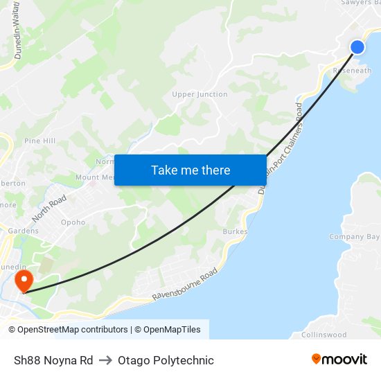 Sh88 Noyna Rd to Otago Polytechnic map