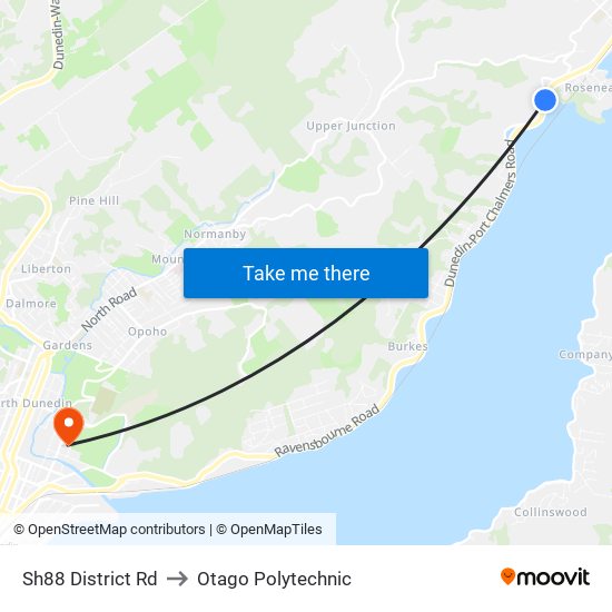 Sh88 District Rd to Otago Polytechnic map