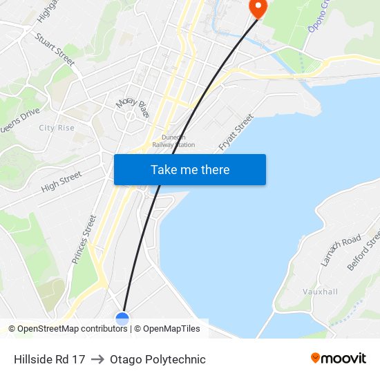 Hillside Rd 17 to Otago Polytechnic map