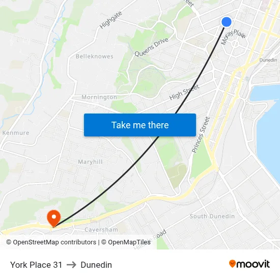 York Place 31 to Dunedin map