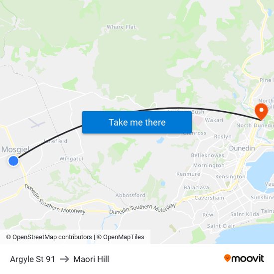 Argyle St 91 to Maori Hill map