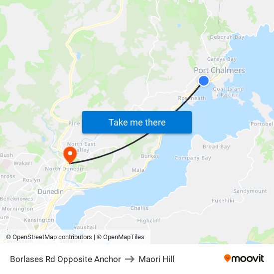 Borlases Rd Opposite Anchor to Maori Hill map