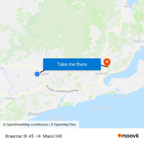 Braemar St 45 to Maori Hill map