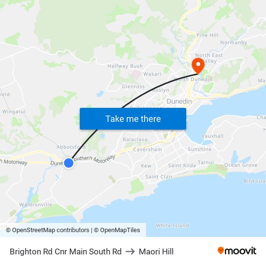 Brighton Rd Cnr Main South Rd to Maori Hill map