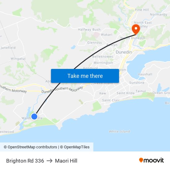 Brighton Rd 336 to Maori Hill map