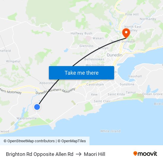 Brighton Rd Opposite Allen Rd to Maori Hill map