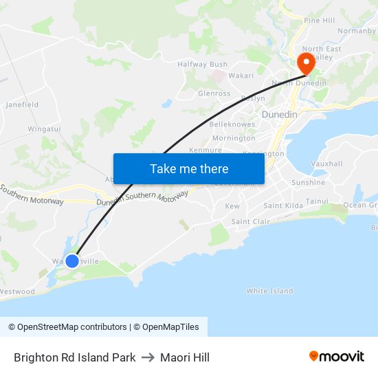 Brighton Rd Island Park to Maori Hill map