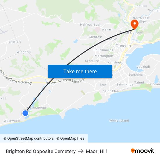 Brighton Rd Opposite Cemetery to Maori Hill map