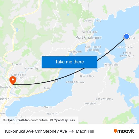 Kokomuka Ave Cnr Stepney Ave to Maori Hill map