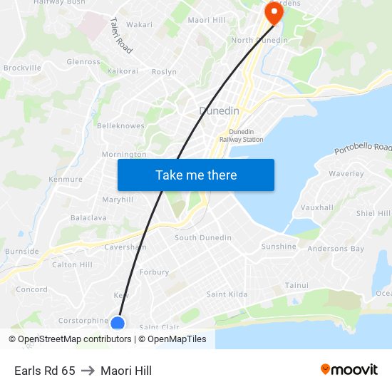 Earls Rd 65 to Maori Hill map