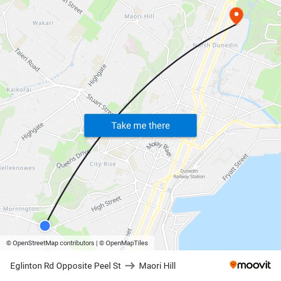 Eglinton Rd Opposite Peel St to Maori Hill map