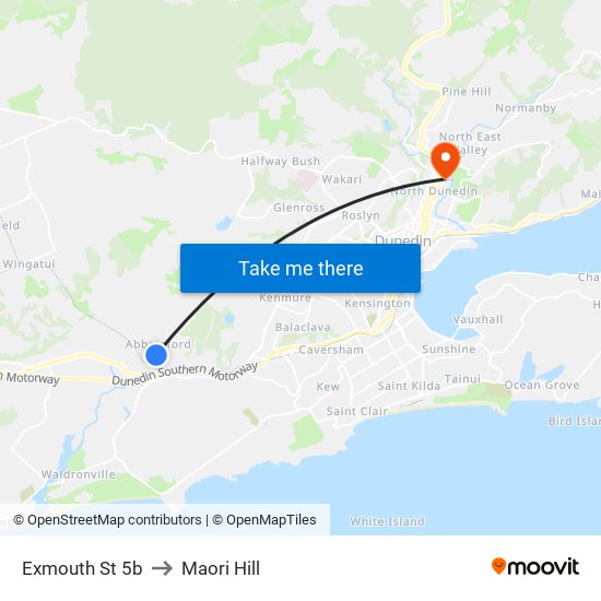 Exmouth St 5b to Maori Hill map