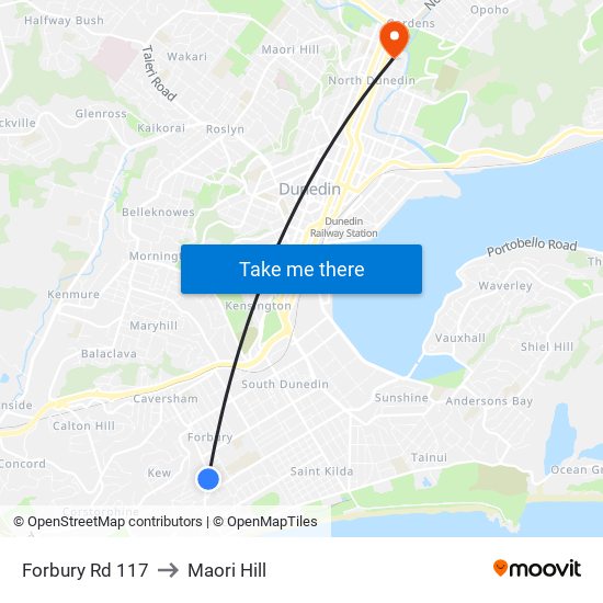 Forbury Rd 117 to Maori Hill map