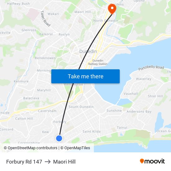 Forbury Rd 147 to Maori Hill map