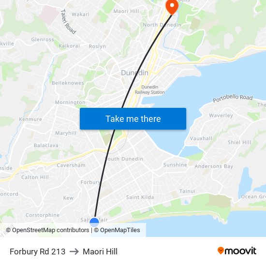 Forbury Rd 213 to Maori Hill map