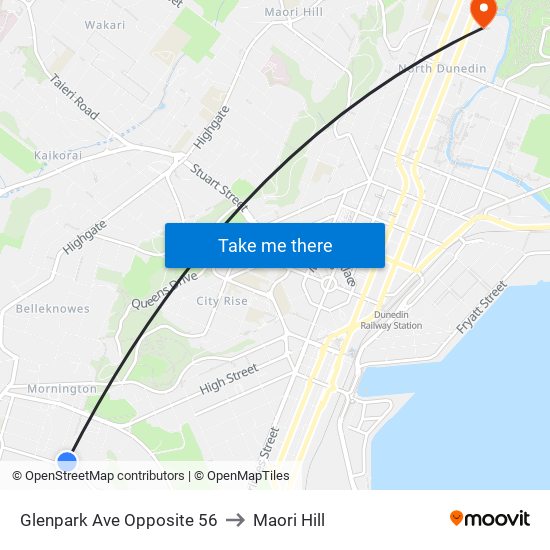 Glenpark Ave Opposite 56 to Maori Hill map
