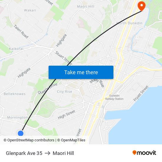Glenpark Ave 35 to Maori Hill map