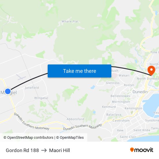 Gordon Rd 188 to Maori Hill map