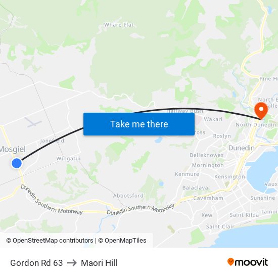 Gordon Rd 63 to Maori Hill map