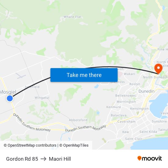 Gordon Rd 85 to Maori Hill map