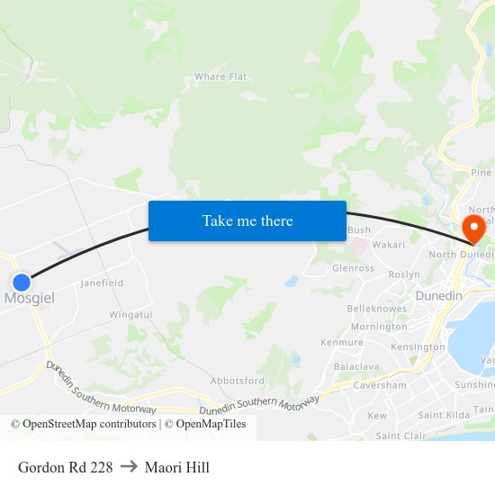 Gordon Rd 228 to Maori Hill map