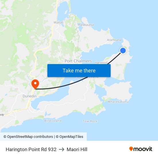 Harington Point Rd 932 to Maori Hill map