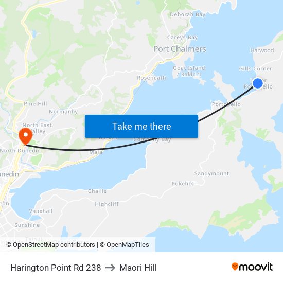 Harington Point Rd 238 to Maori Hill map