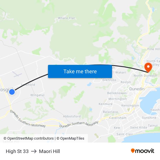 High St 33 to Maori Hill map