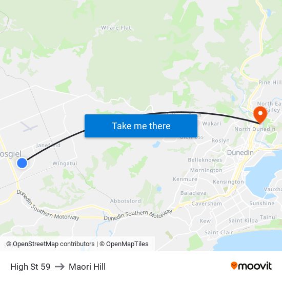 High St 59 to Maori Hill map