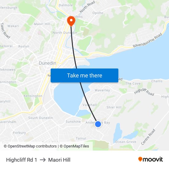 Highcliff Rd 1 to Maori Hill map