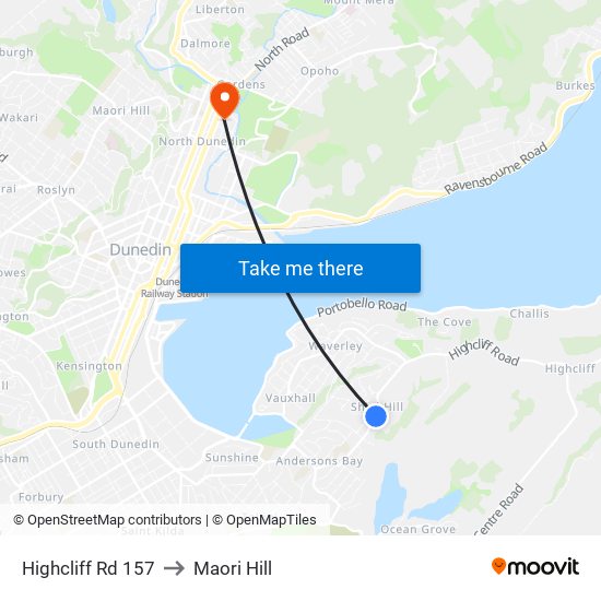 Highcliff Rd 157 to Maori Hill map
