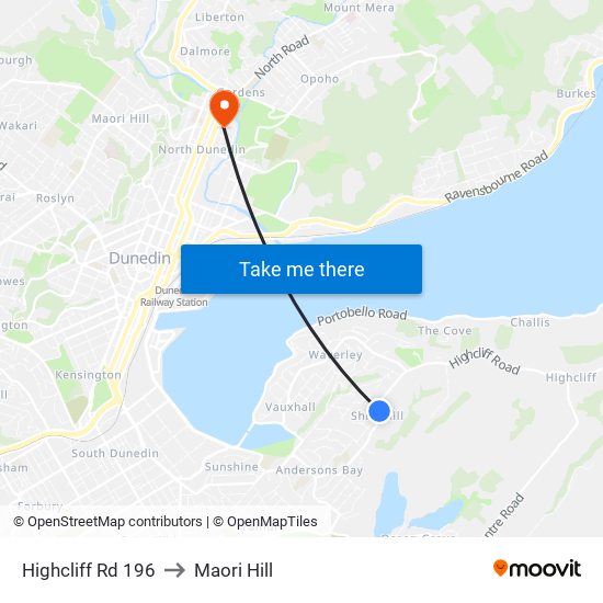 Highcliff Rd 196 to Maori Hill map