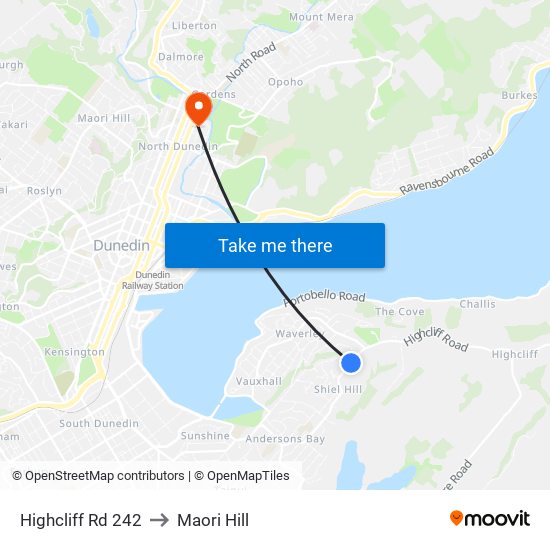 Highcliff Rd 242 to Maori Hill map