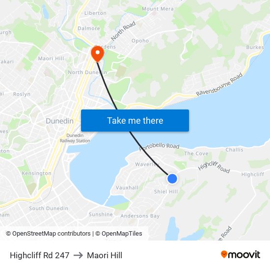 Highcliff Rd 247 to Maori Hill map