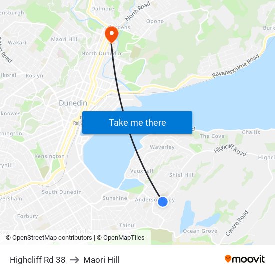 Highcliff Rd 38 to Maori Hill map