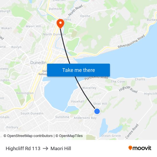 Highcliff Rd 113 to Maori Hill map