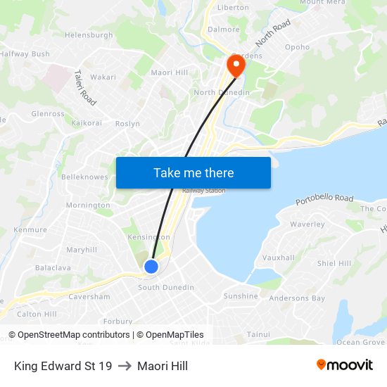 King Edward St 19 to Maori Hill map