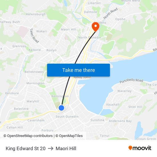 King Edward St 20 to Maori Hill map
