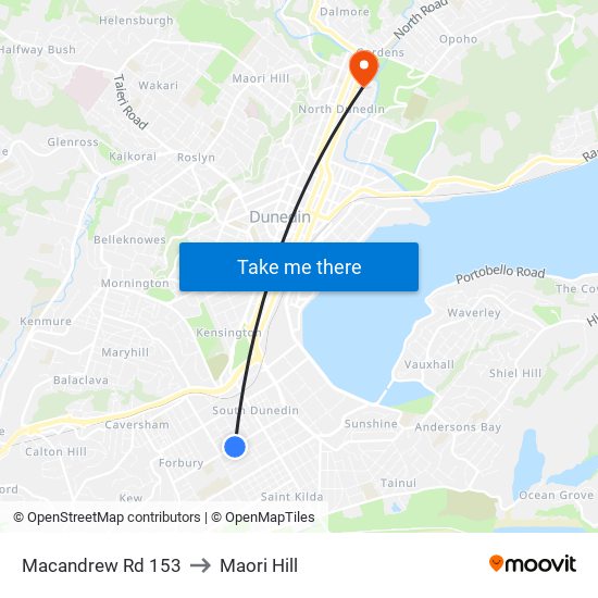 Macandrew Rd 153 to Maori Hill map