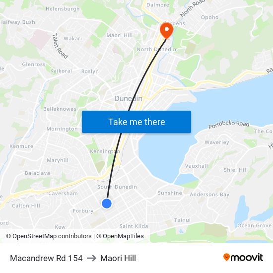 Macandrew Rd 154 to Maori Hill map