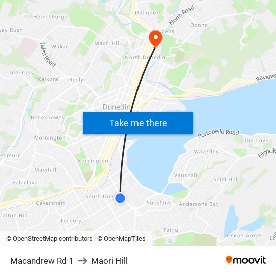 Macandrew Rd 1 to Maori Hill map